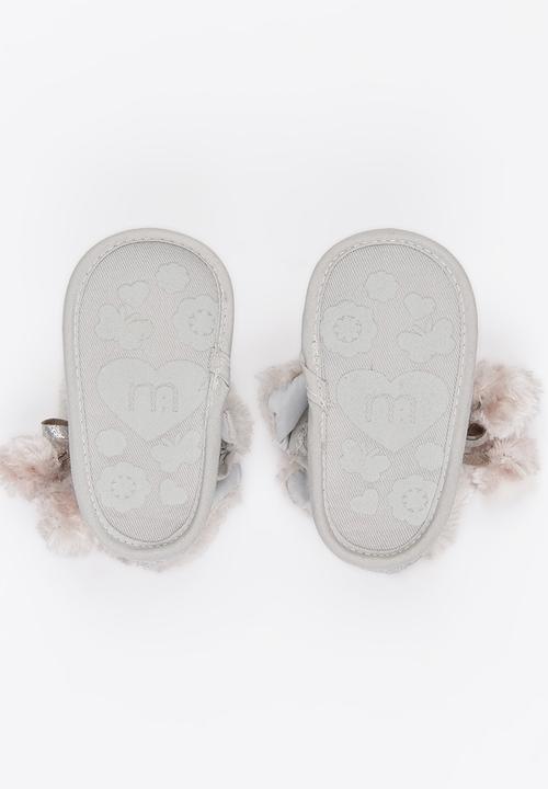Pop Candy - Girls Pom Pom Booties Silver