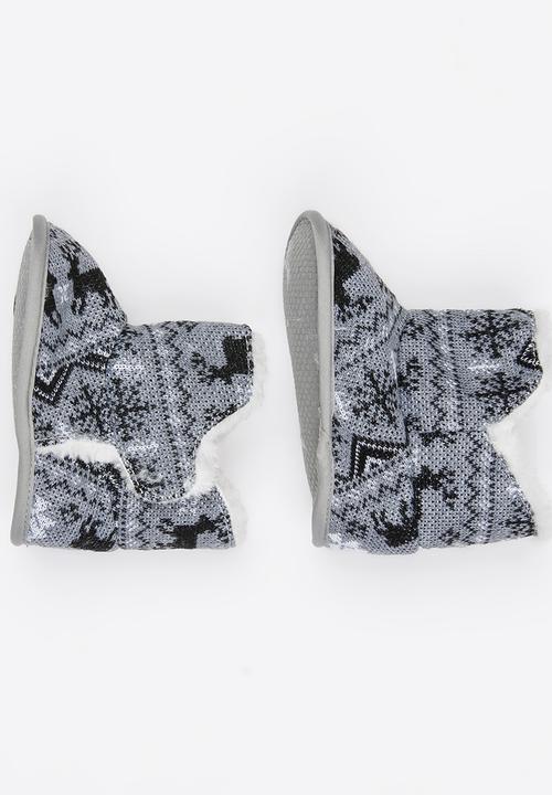 Pop Candy - Boys booties - grey & black 
