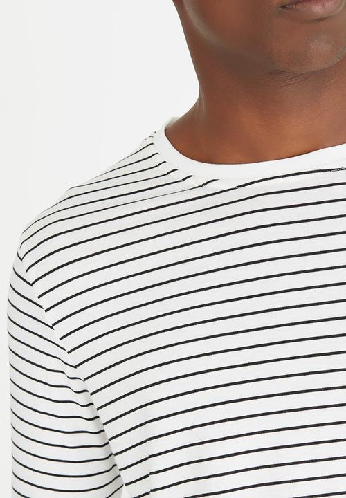 Unruly - Longer Stripe Cotton Tshirt  White