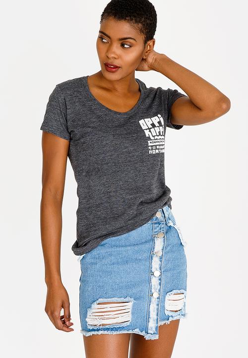 OppiKoppi - Crew Neck Melange T-shirt Charcoal