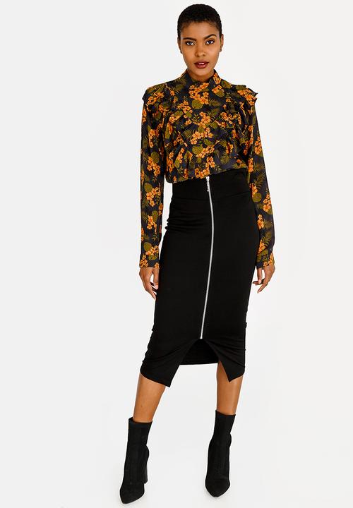 STYLE REPUBLIC - Zip Detail Bodycon Skirt Black