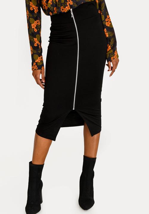 STYLE REPUBLIC - Zip Detail Bodycon Skirt Black