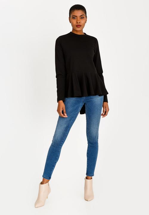 c(inch) - Peplum T-shirt Black