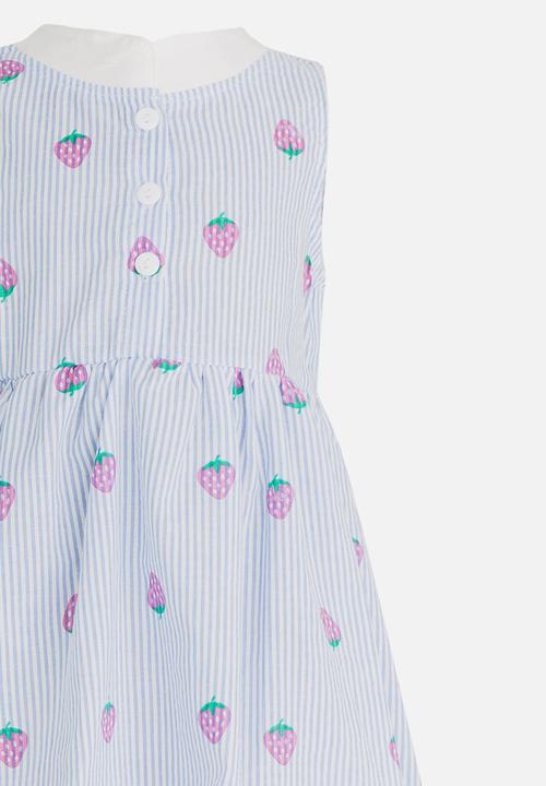 Pop Candy - Strawberry Printed Dress Pale Blue
