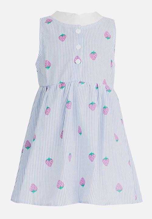 Pop Candy - Strawberry Printed Dress Pale Blue