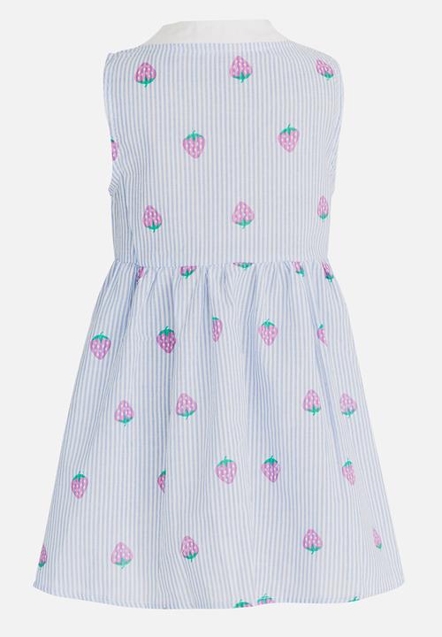 Pop Candy - Strawberry Printed Dress Pale Blue