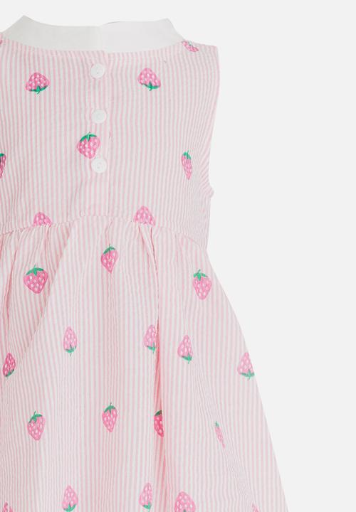 Pop Candy - Strawberry Printed Dress Pale Pink