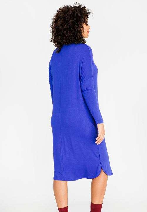edit Maternity - Long Sleeve Tshirt Dress Mid Blue