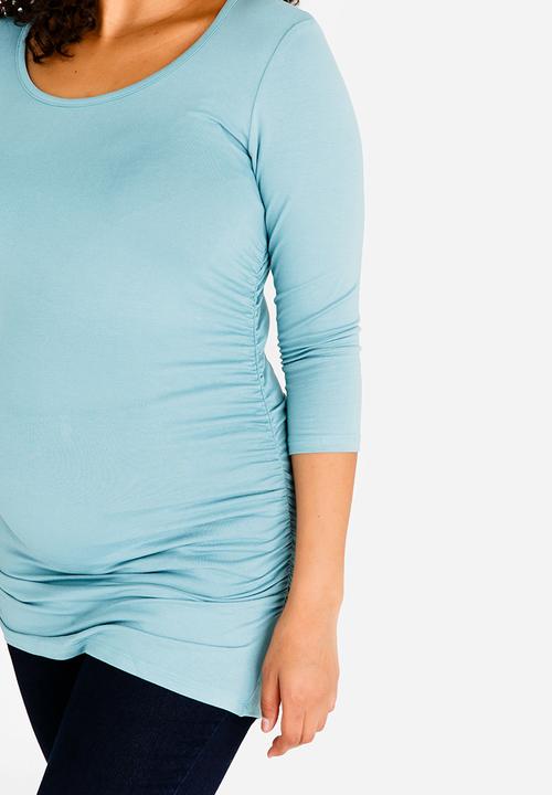 Cherry Melon - 3/4 Sleeve Side Detail Tee Pale Blue