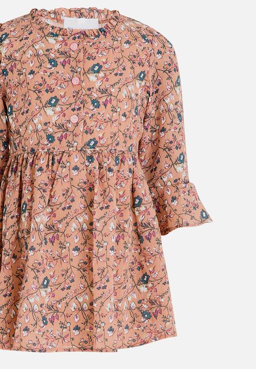 Pop Candy - Long Sleeve Printed Dress Mid Pink