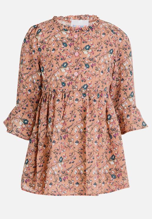 Pop Candy - Long Sleeve Printed Dress Mid Pink