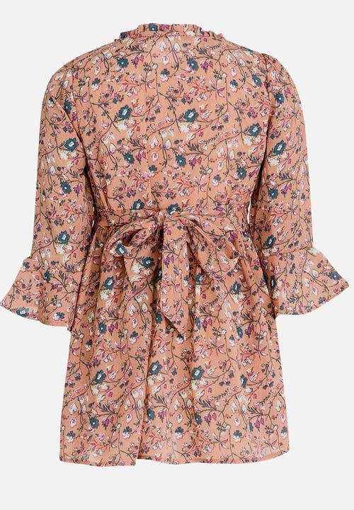 Pop Candy - Long Sleeve Printed Dress Mid Pink