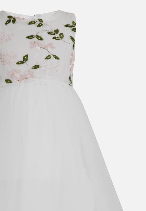 Pop Candy - Flower Embroidered Tutu Dress White