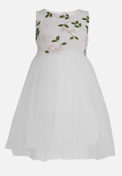 Pop Candy - Flower Embroidered Tutu Dress White