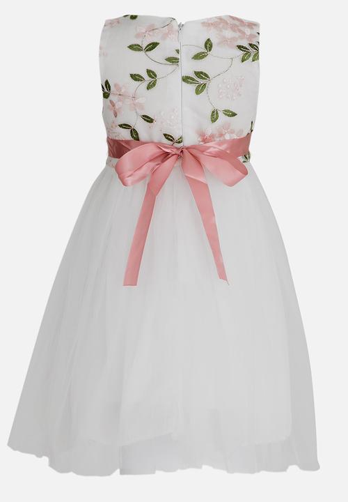 Pop Candy - Flower Embroidered Tutu Dress White