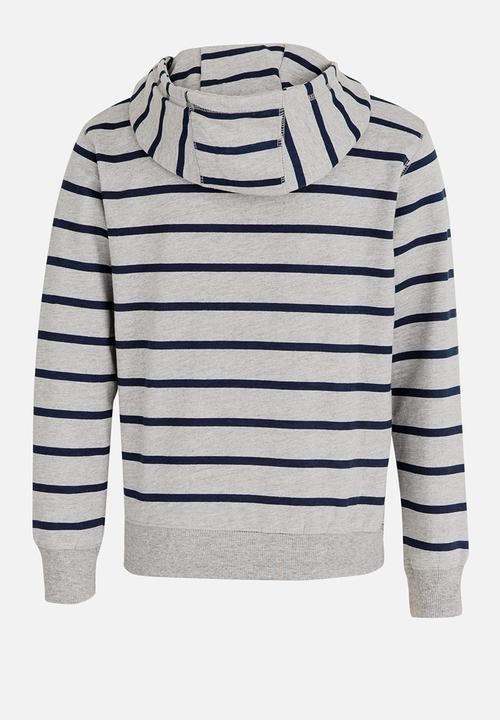 Pop Candy - Boys Grey Melange Stripe Hoody Grey