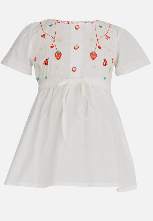 Pop Candy - Printed Short Sleeve Dress White