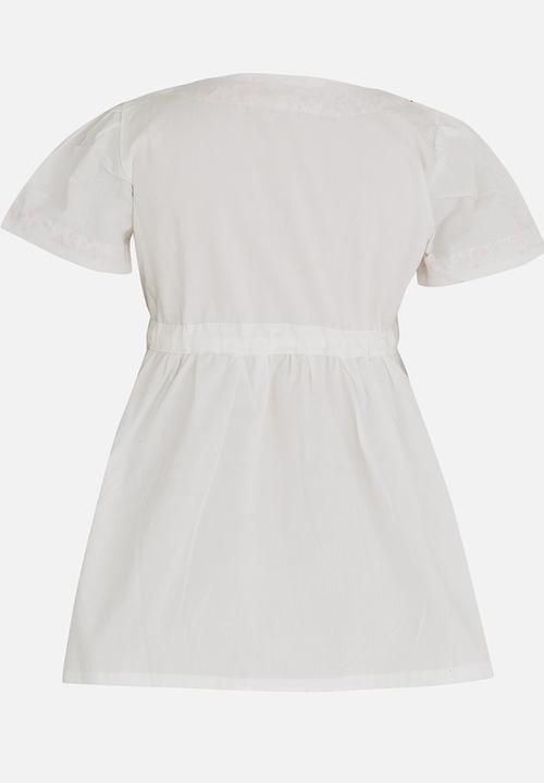 Pop Candy - Printed Short Sleeve Dress White
