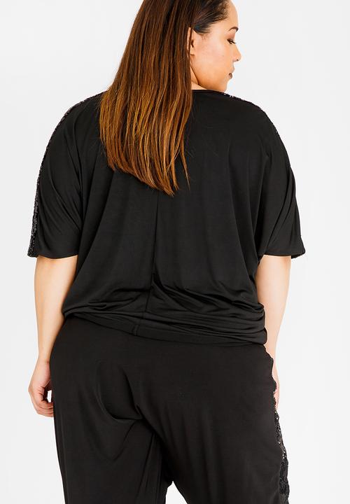 RUFF TUNG - Asanda Sequins Top Black