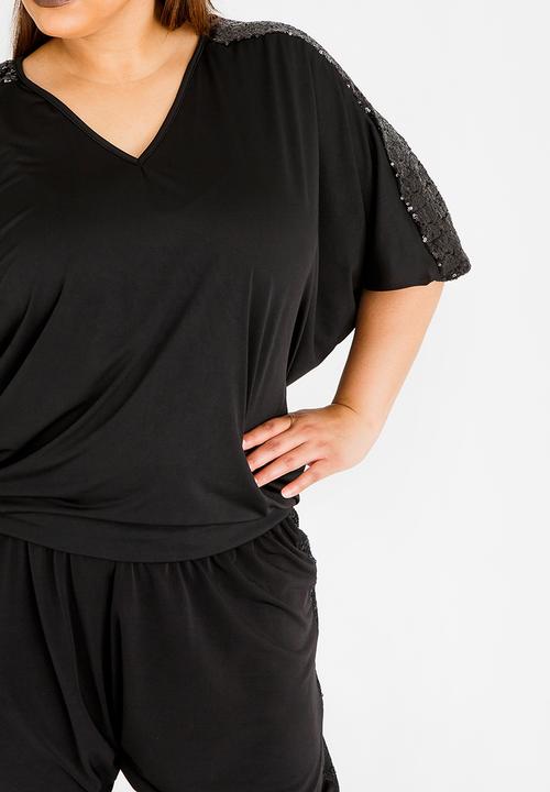 RUFF TUNG - Asanda Sequins Top Black