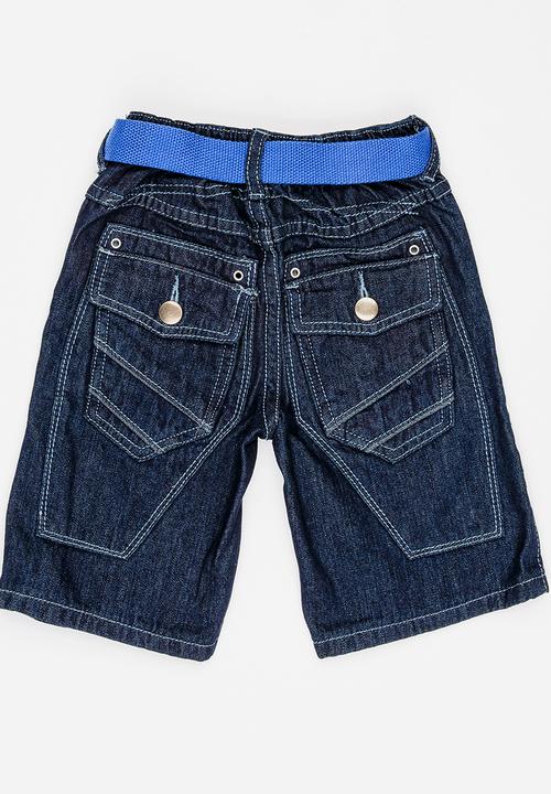 Pop Candy - Denim shorts with belt - blue