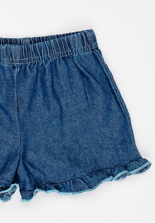 Pop Candy - Frilly denim shorts - blue