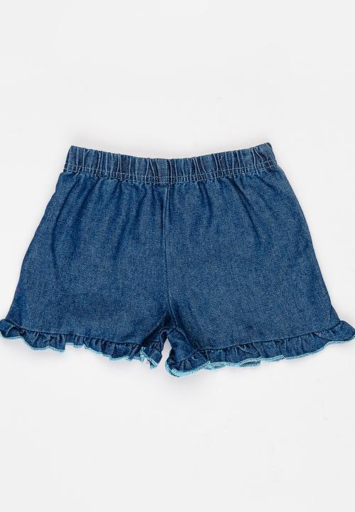Pop Candy - Frilly denim shorts - blue