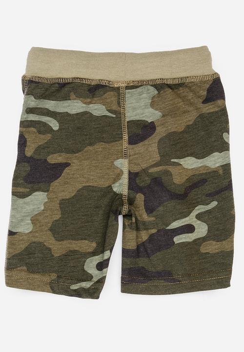 Pop Candy - Army Printed Shorts Khaki Green