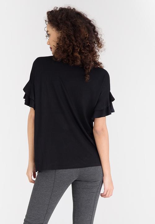 edit - Ruffle T-shirt Black