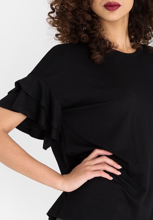 edit - Ruffle T-shirt Black