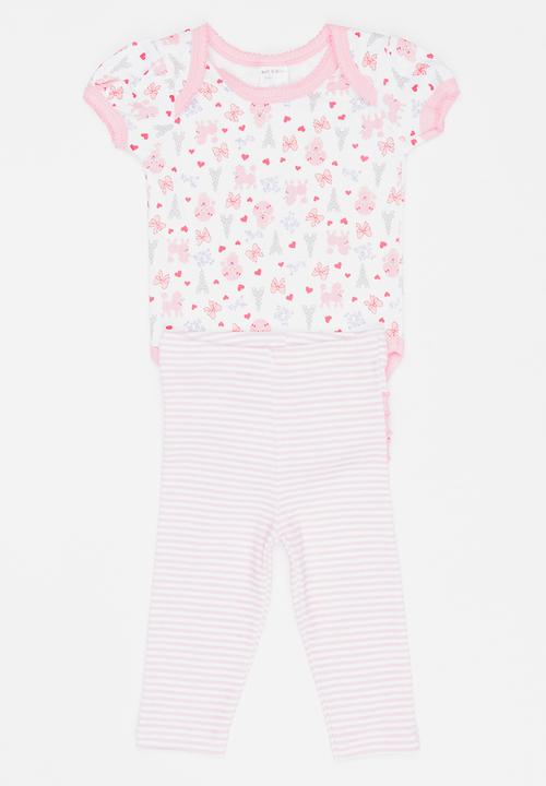 Twin Clothing - Short Sleeve Paris Two Piece Set Mid Pink