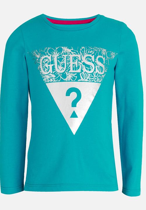GUESS - Girls Tri Flower Aqua Tee