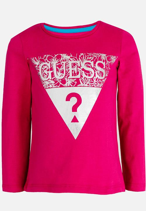 GUESS - Girls Tri Flower Tee Dark Pink