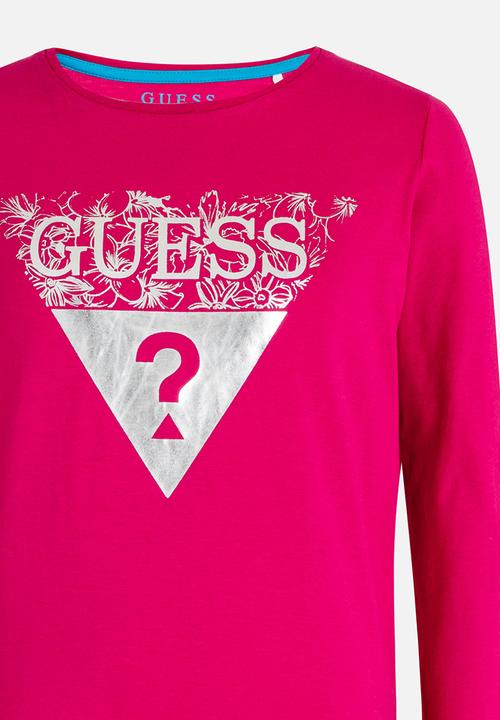 GUESS - Girls Tri Flower Tee Dark Pink