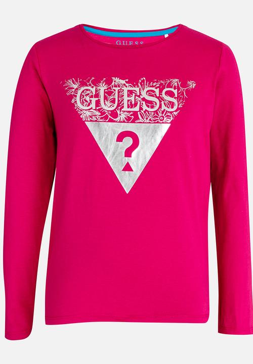 GUESS - Girls Tri Flower Tee Dark Pink