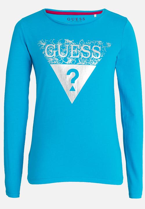 GUESS - Girls Tri Flower Tee Aqua