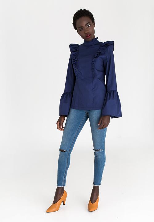 STYLE REPUBLIC - Frill Detail Blouse Navy