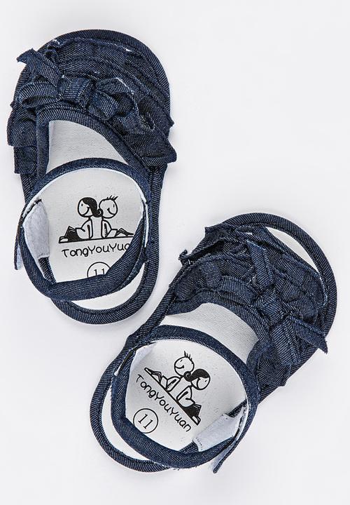 Pop Candy - Denim Ruffle Sandal Dark Blue