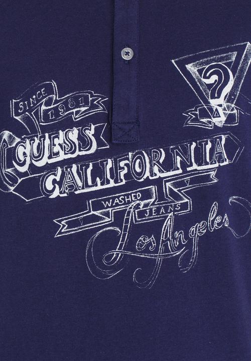 GUESS - S/S Rolled Sleeve Henley Blue