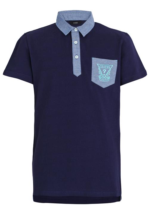 GUESS - S/S Chambray Contrast Polo Blue