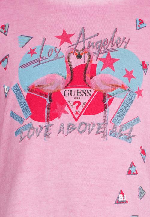 GUESS - S/S  LA Flamingo Tee Pale Purple