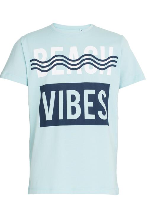 Name It - Short Sleeve Printed Tee Pale Blue