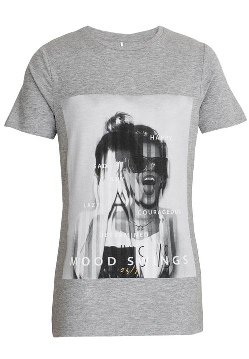 Name It - Girls Short Sleeve Printed Tee Grey