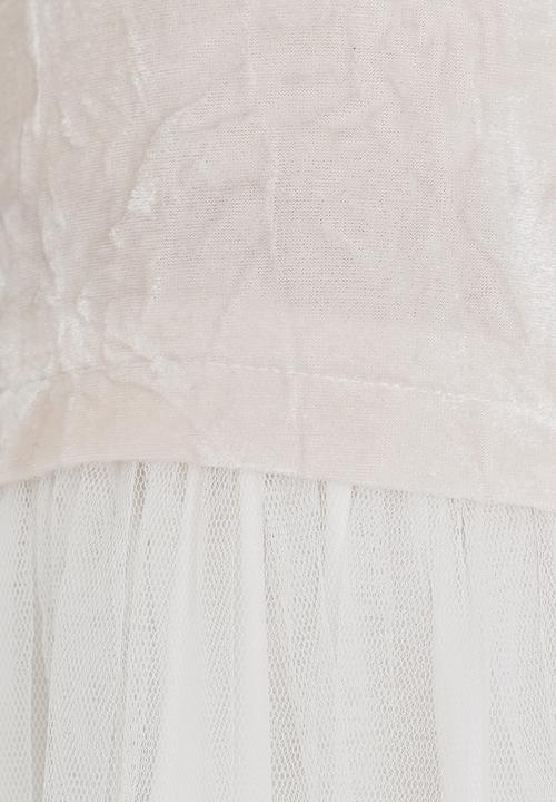 See-Saw - Velour Dress with Mesh Underlay Cream
