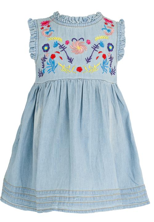 Pop Candy - Embroidered Detail Denim Dress Blue