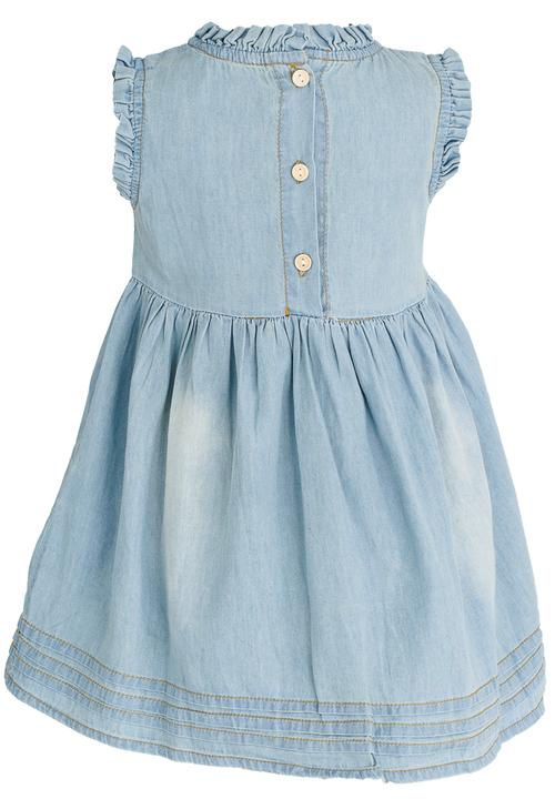 Pop Candy - Embroidered Detail Denim Dress Blue