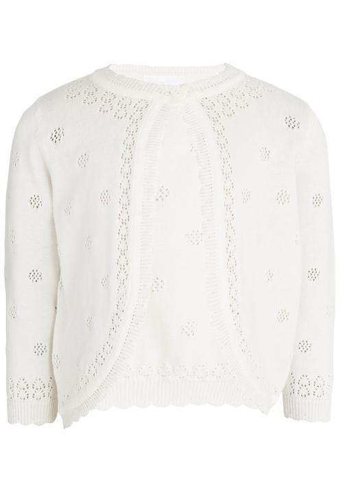 Pop Candy - Cardigan With Pointelle Detail White
