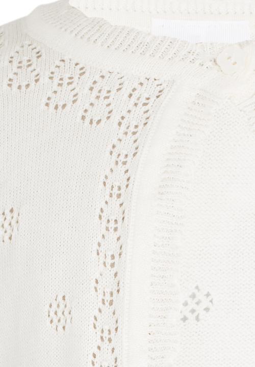 Pop Candy - Cardigan With Pointelle Detail White