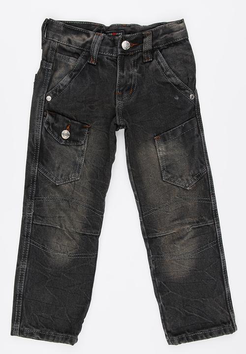 Twin Clothing - Boys Denim Cargo Pants Dark Grey
