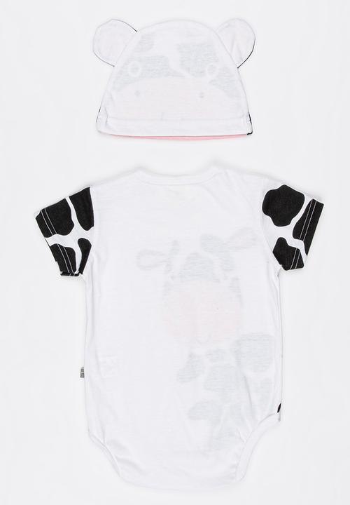 Peninsula Baby - Cow Bodysuit Set White